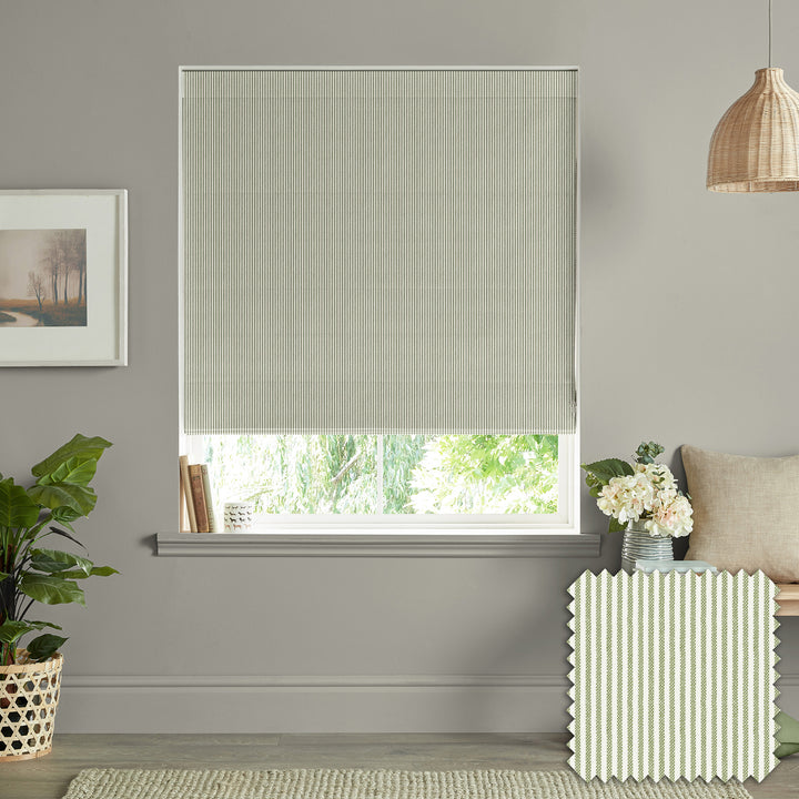 Stamford Stripe Sage Made to Measure Roman Blind by Sophie Allport