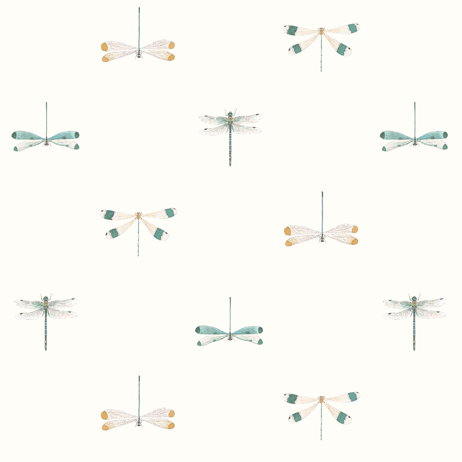 Watercolour Dragonfly White Curtains/Roman Blind Sample