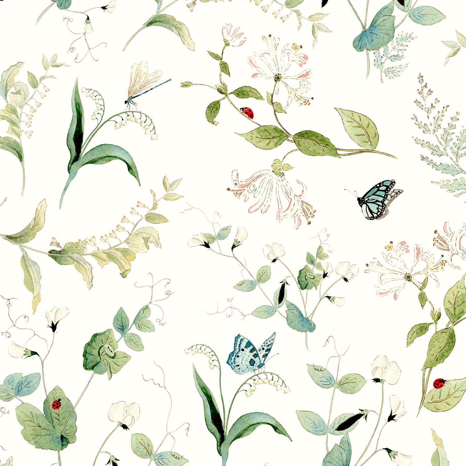 Wild Floral White Curtains/Roman Blind Sample