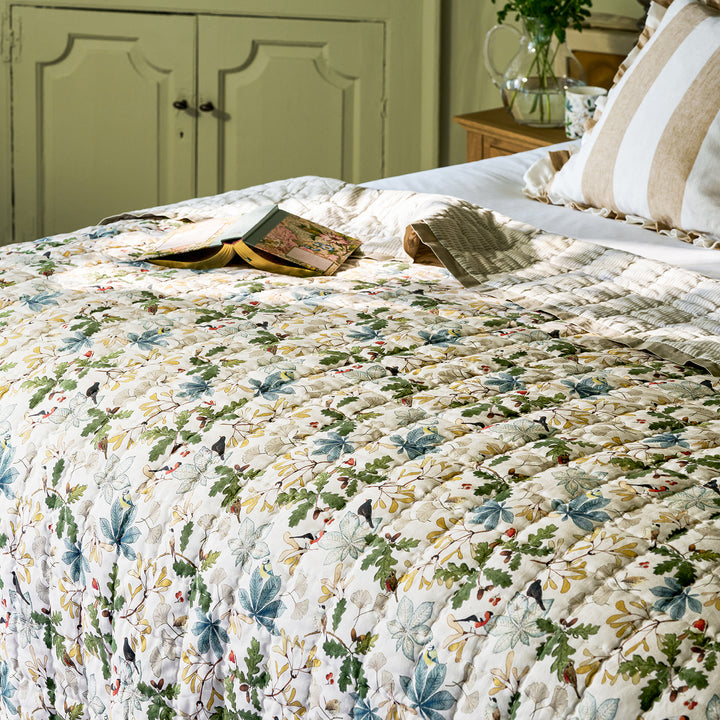 Orchard Birds Quilted Throw