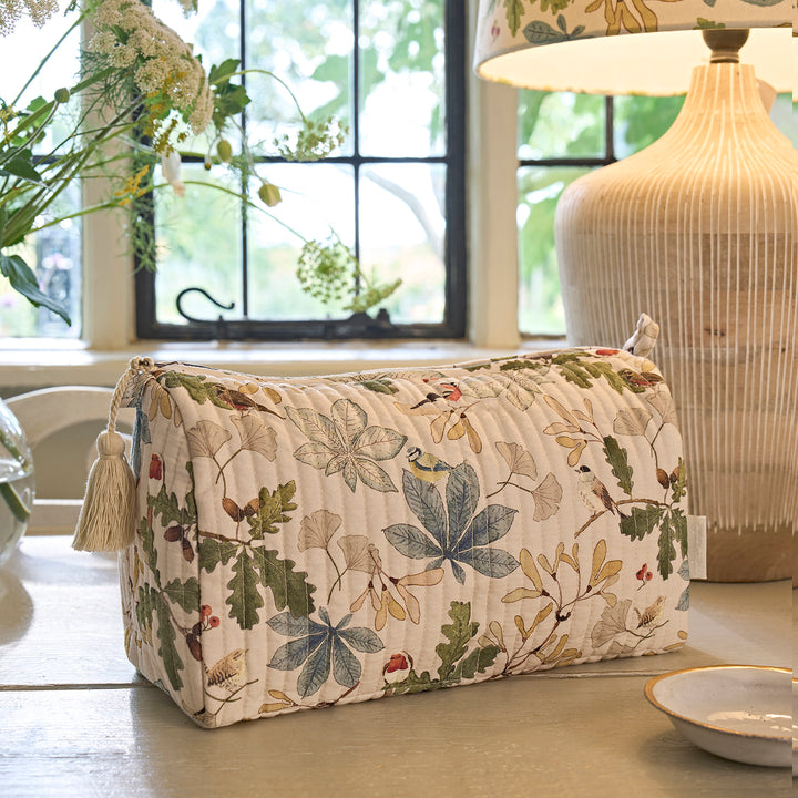 Orchard Birds Quilted Wash Bag
