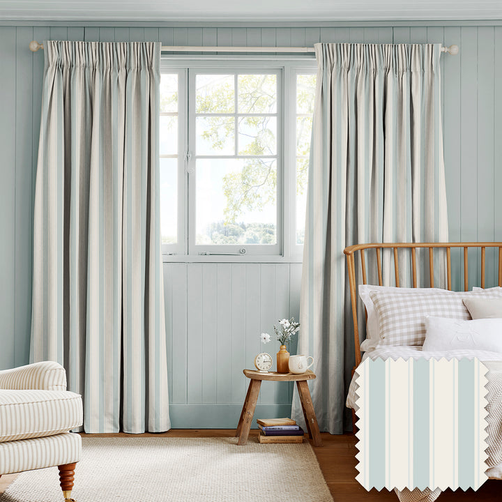 Oundle Blue Stripe Made to Measure Curtains