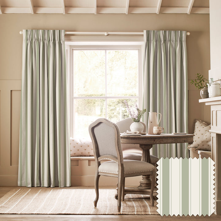 Oundle Sage Stripe Made to Measure Curtains