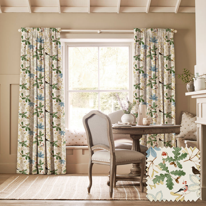 Orchard Birds Neutral Made to Measure Curtains