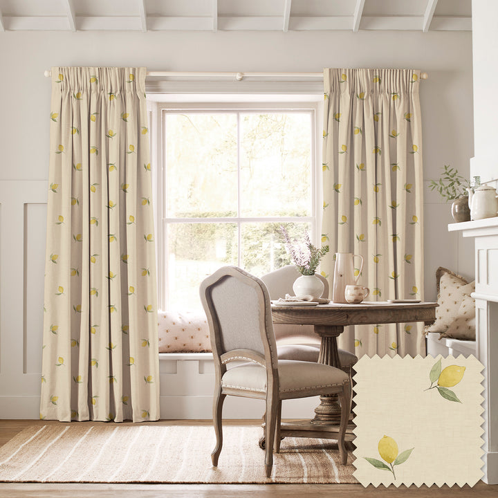 Lemons Linen Look Made to Measure Curtains