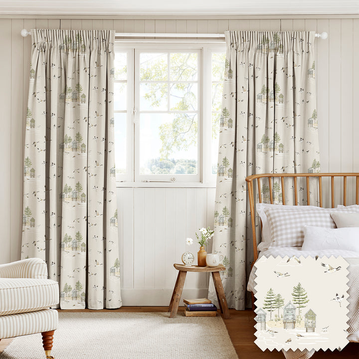 Sea Birds Off White Made to Measure Curtains