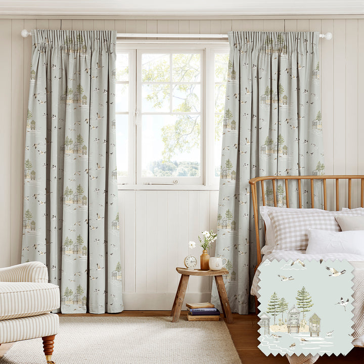 Sea Birds Blue Made to Measure Curtains