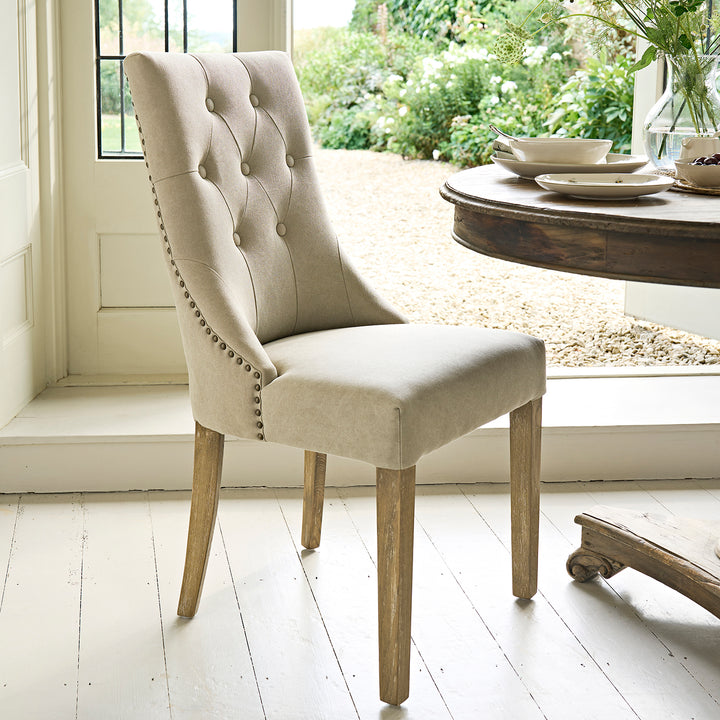 Witham Buttoned Back Dining Chair - Cream