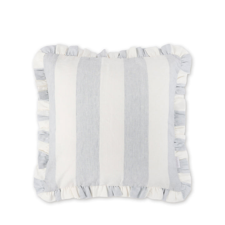 Witham Blue Stripe Frill Edge Cushion