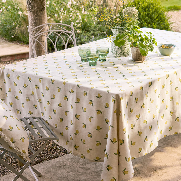 Lemons Linen Tablecloth