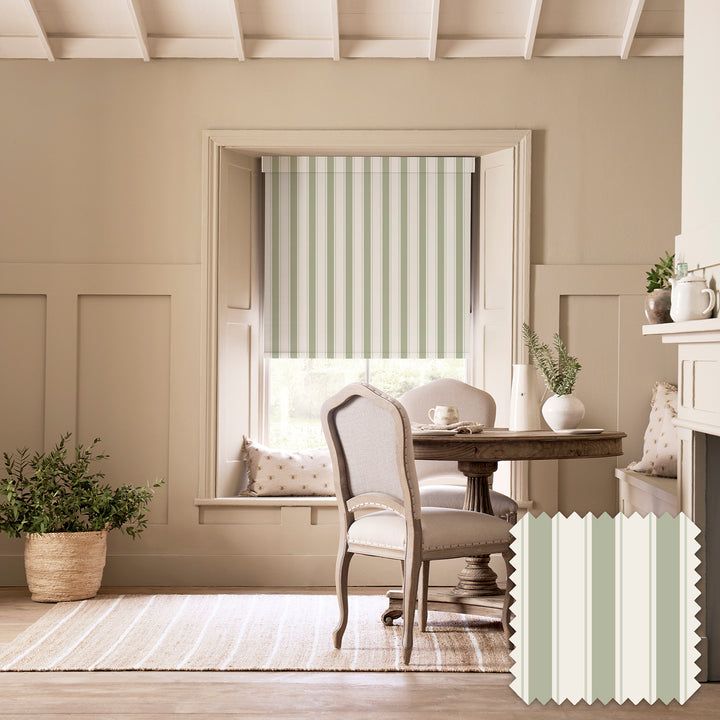 Oundle Sage Stripe Made to Measure Roller Blind