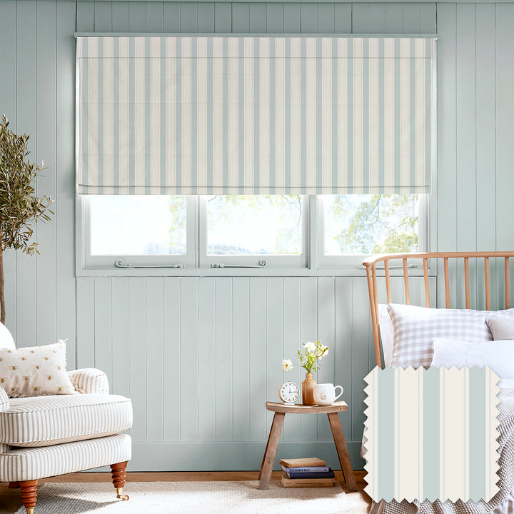 Oundle Blue Stripe Made to Measure Roman Blind