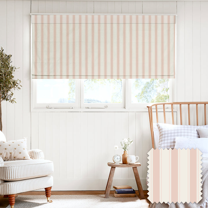 Oundle Pink Stripe Made to Measure Roman Blind