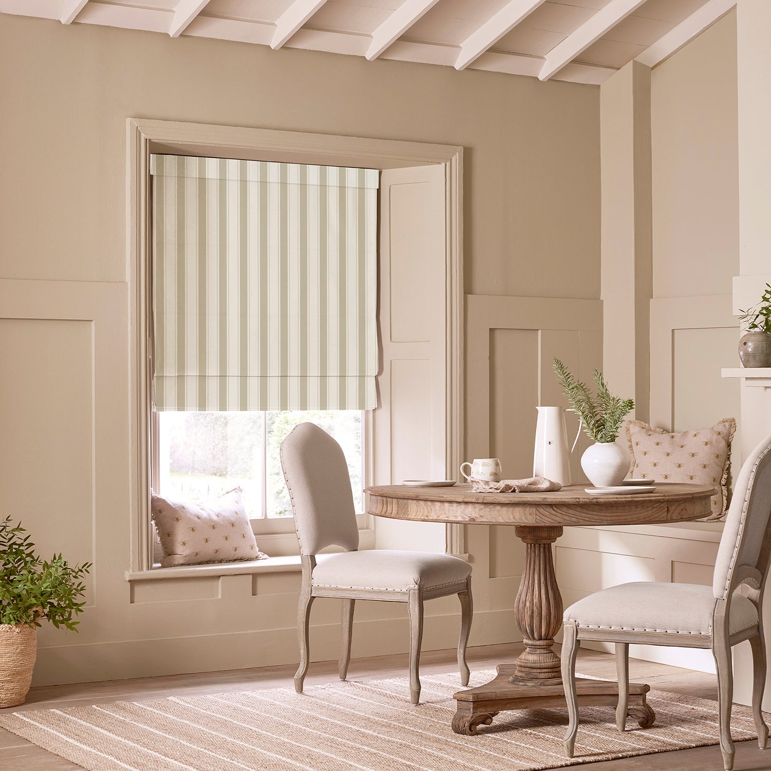 Oundle Neutral Stripe Made to Measure Roman Blind by Sophie Allport