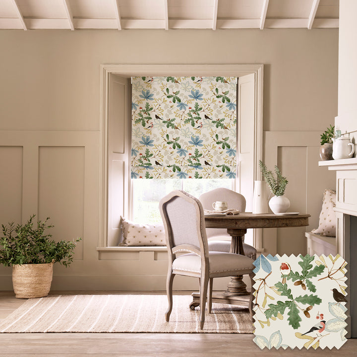 Orchard Birds Neutral Made to Measure Roman Blind