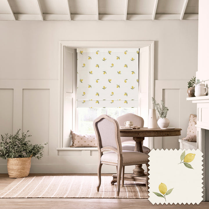 Lemons Off White Made to Measure Roman Blind