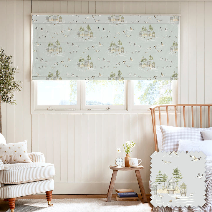 Sea Birds Blue Made to Measure Roman Blind