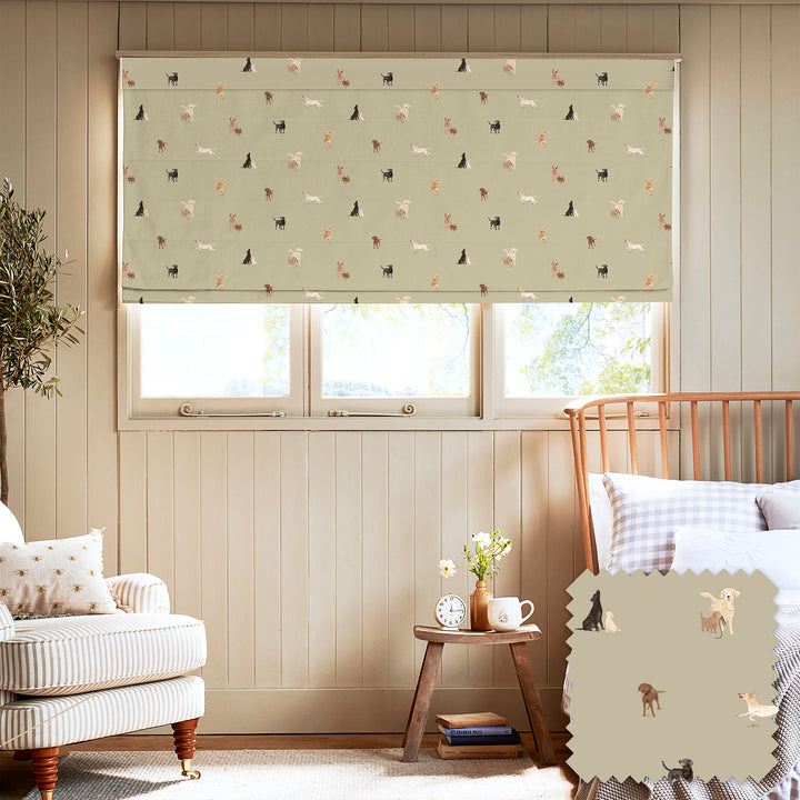 Labradors & Retrievers Khaki Made to Measure Roman Blind