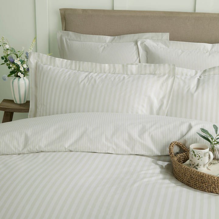 Uppingham Mint Stripe Pair of Oxford Pillowcases