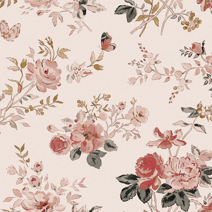Vintage Rose Wallpaper Sample - Chalk Blush