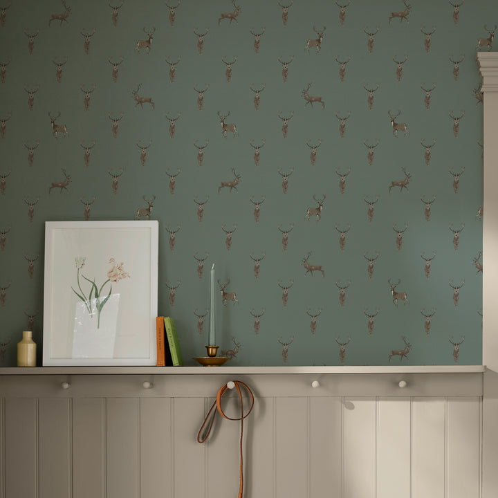 Wallpaper room view - Dark Heritage Teal
