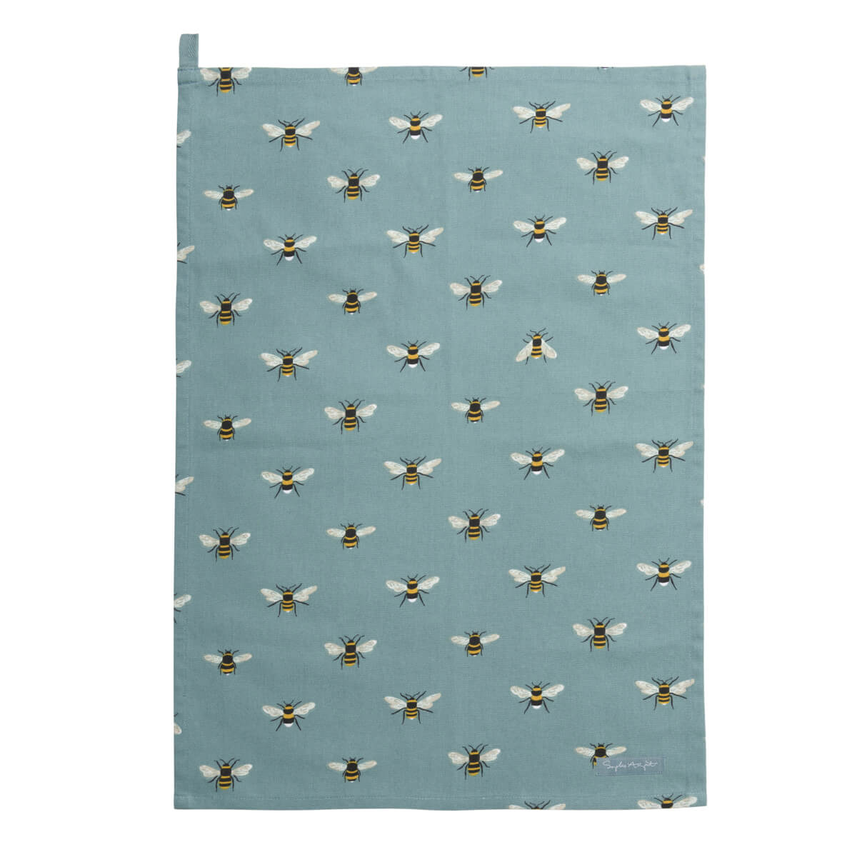 Bees Teal Tea Towel by Sophie Allport