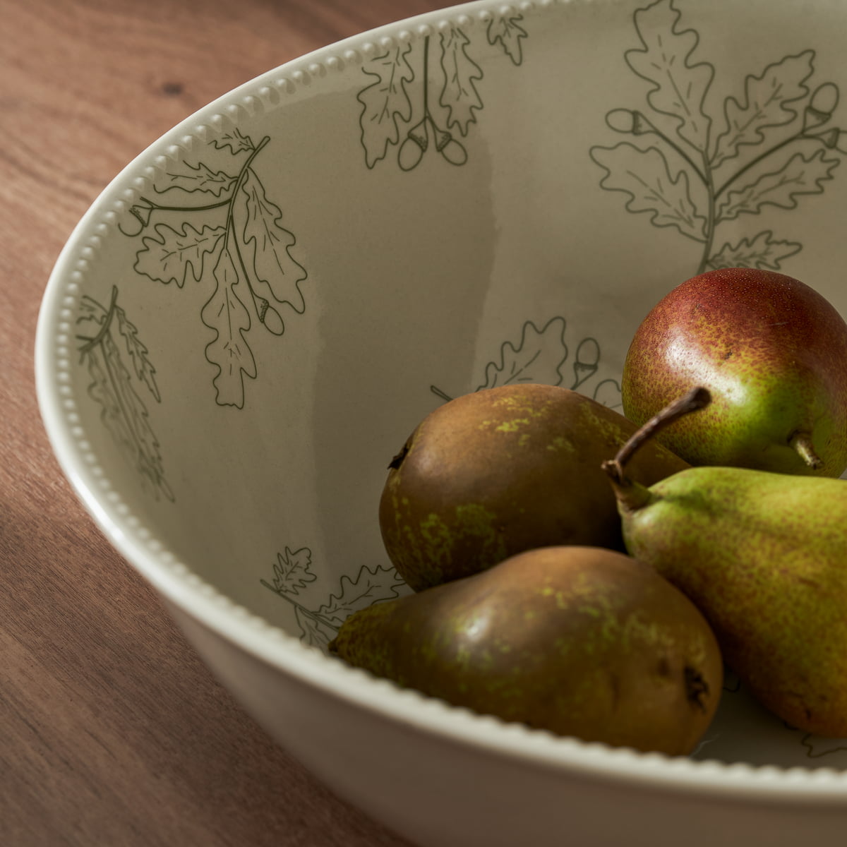 Acorn and Oak Leaves Stoneware Serving Bowl (