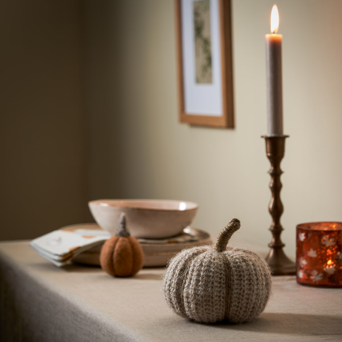 Neutral Knitted Pumpkin by Sophie Allport
