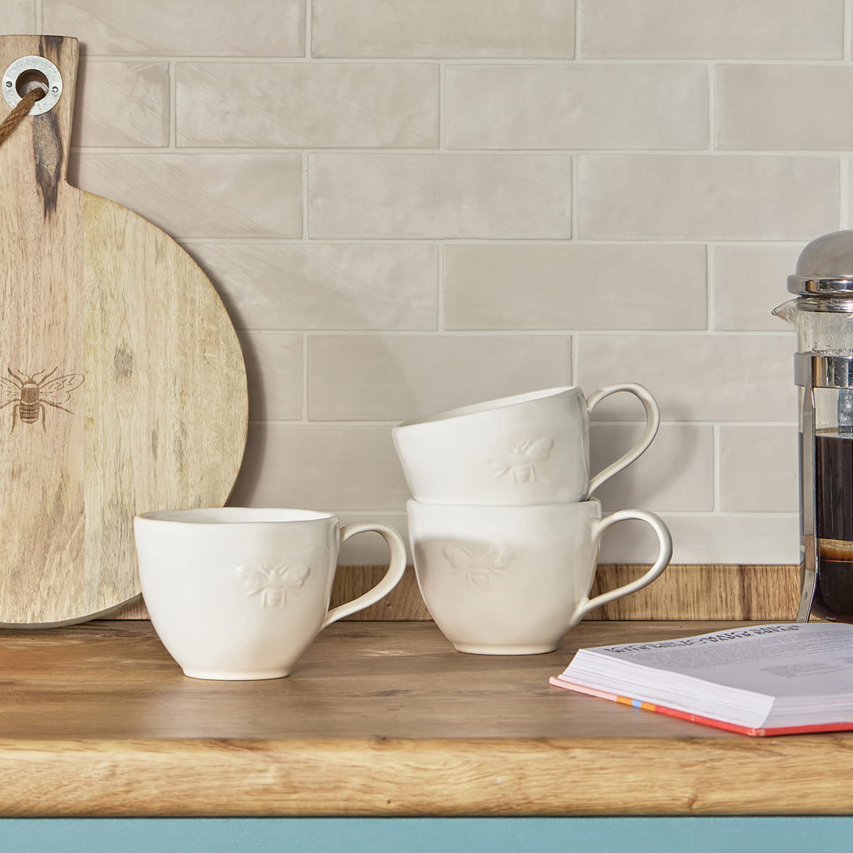 Bees White Stoneware Mug by Sophie Allport