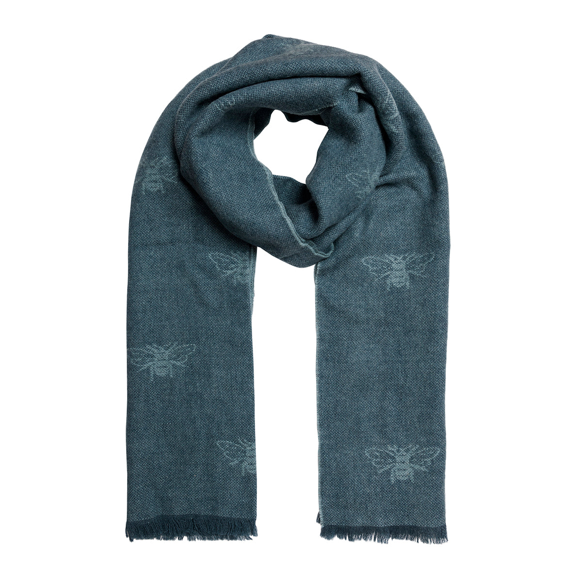 Bees Teal Alpaca Knitted Scarf