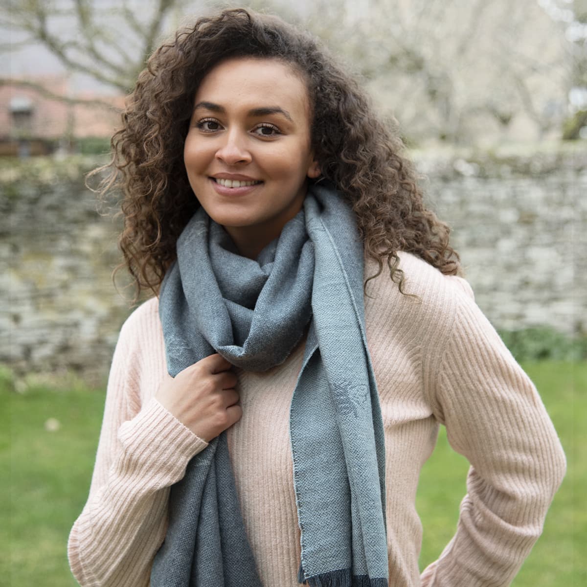 Bees Teal Alpaca Knitted Scarf