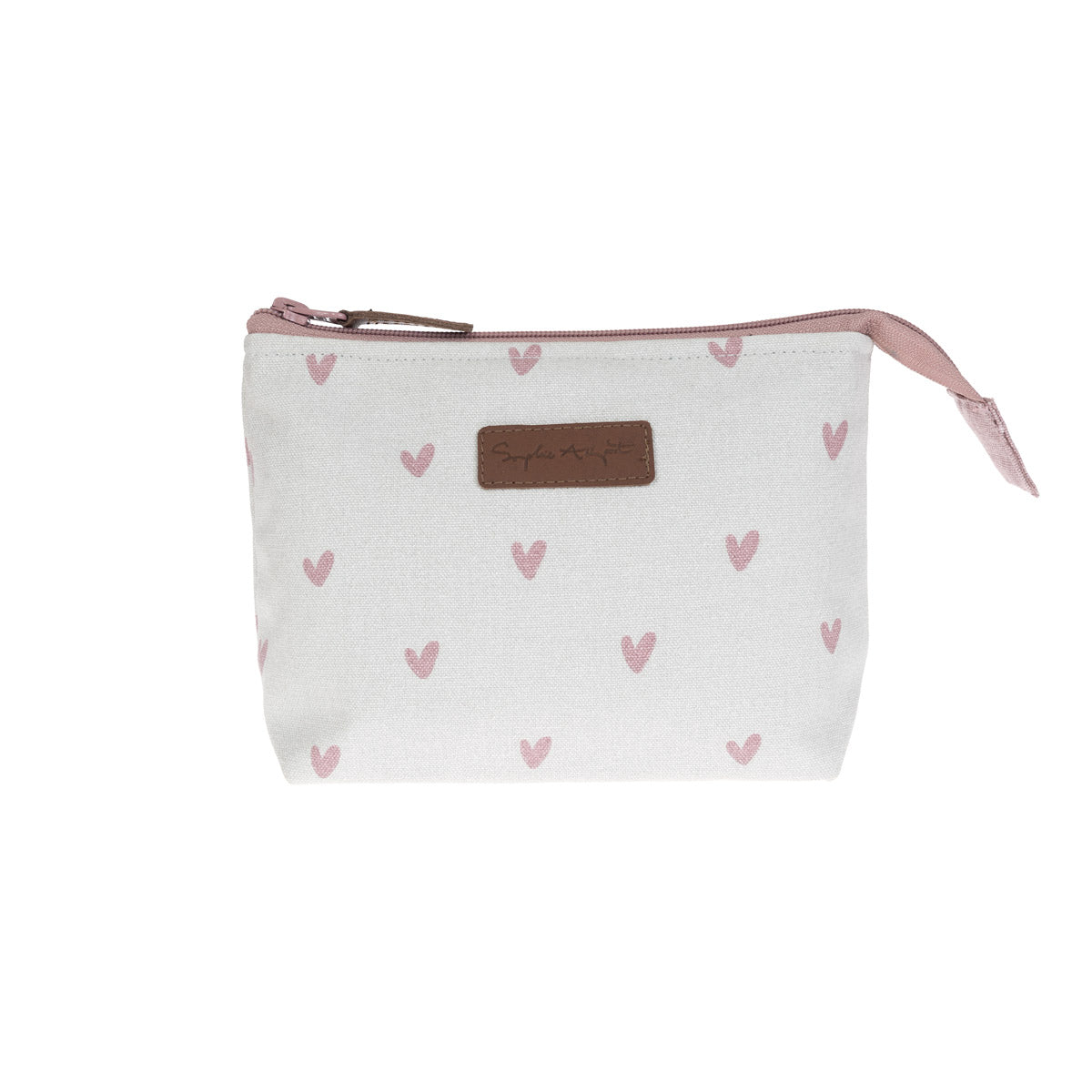 Hearts Canvas Makeup Bag - Small