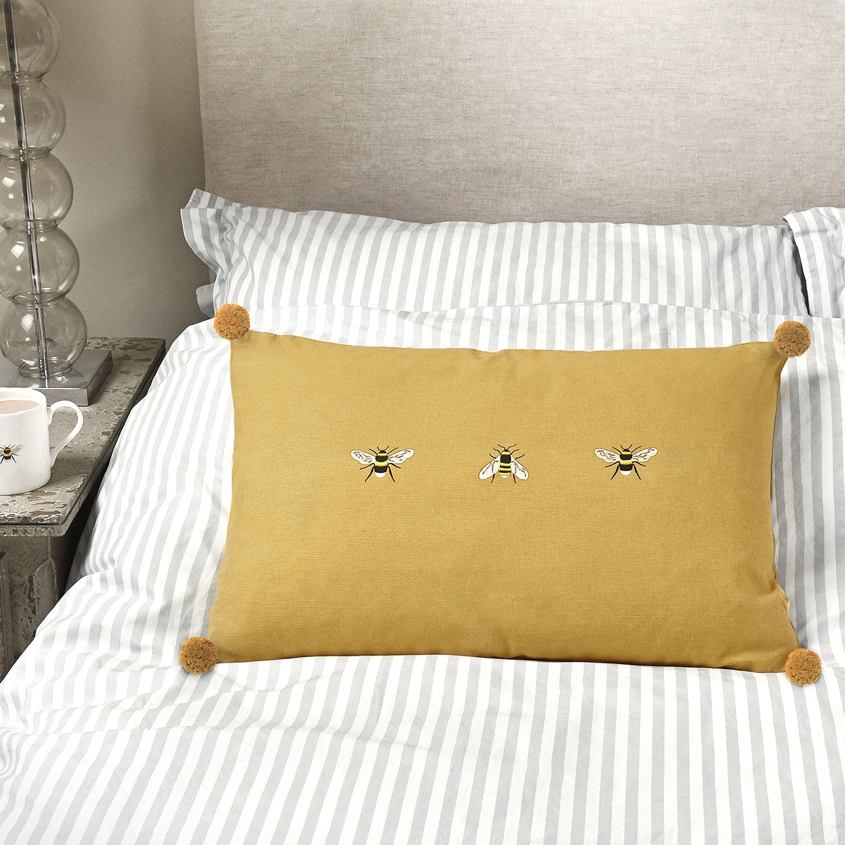 Bees Embroidered Cushion