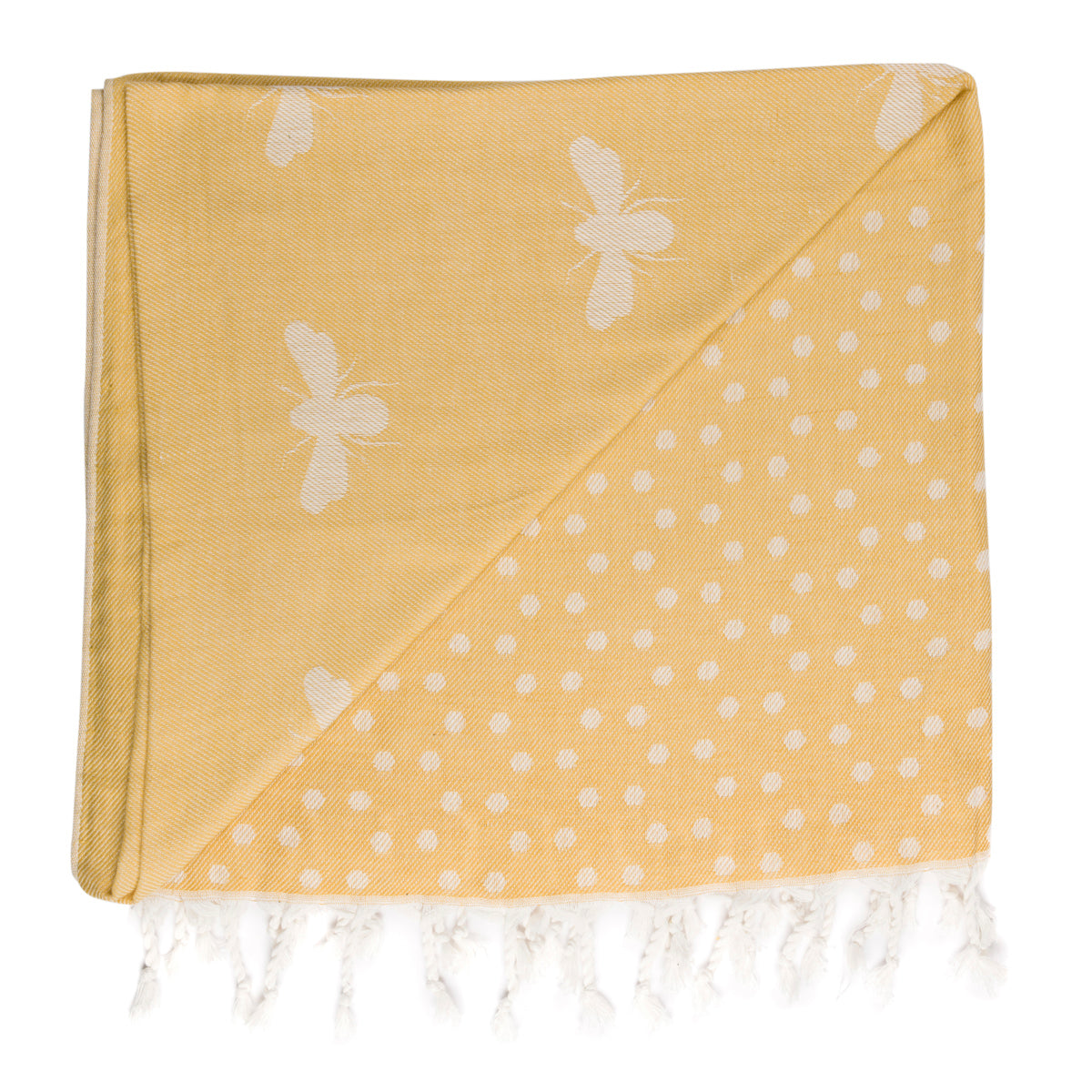 Soft yellow hammam towel in Sophie Allports Bee design.
