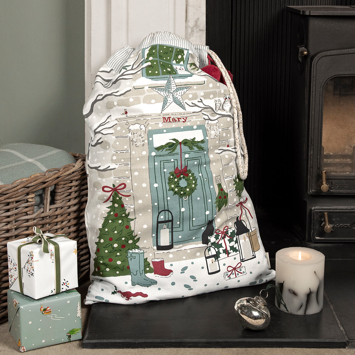 Holly & Berry Home for Christmas Sack