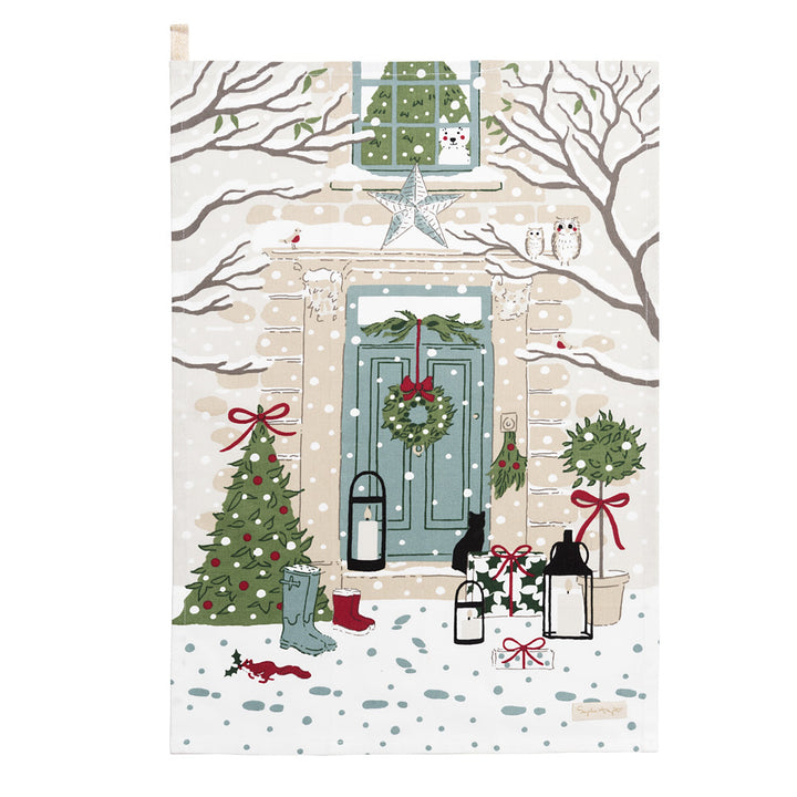 Holly & Berry 'Home for Christmas' Tea Towel