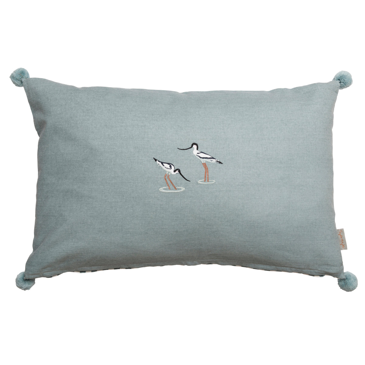 Sea Blue Green Embroidered Cushion Part of Sophie Allport's Coastal Collection
