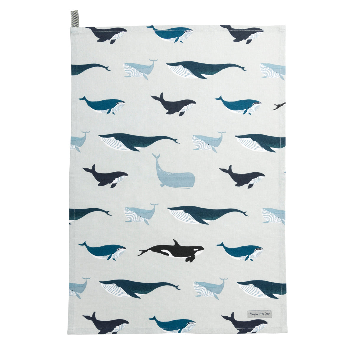 Whales Cotton Tea Towel by Sophie Allport 
