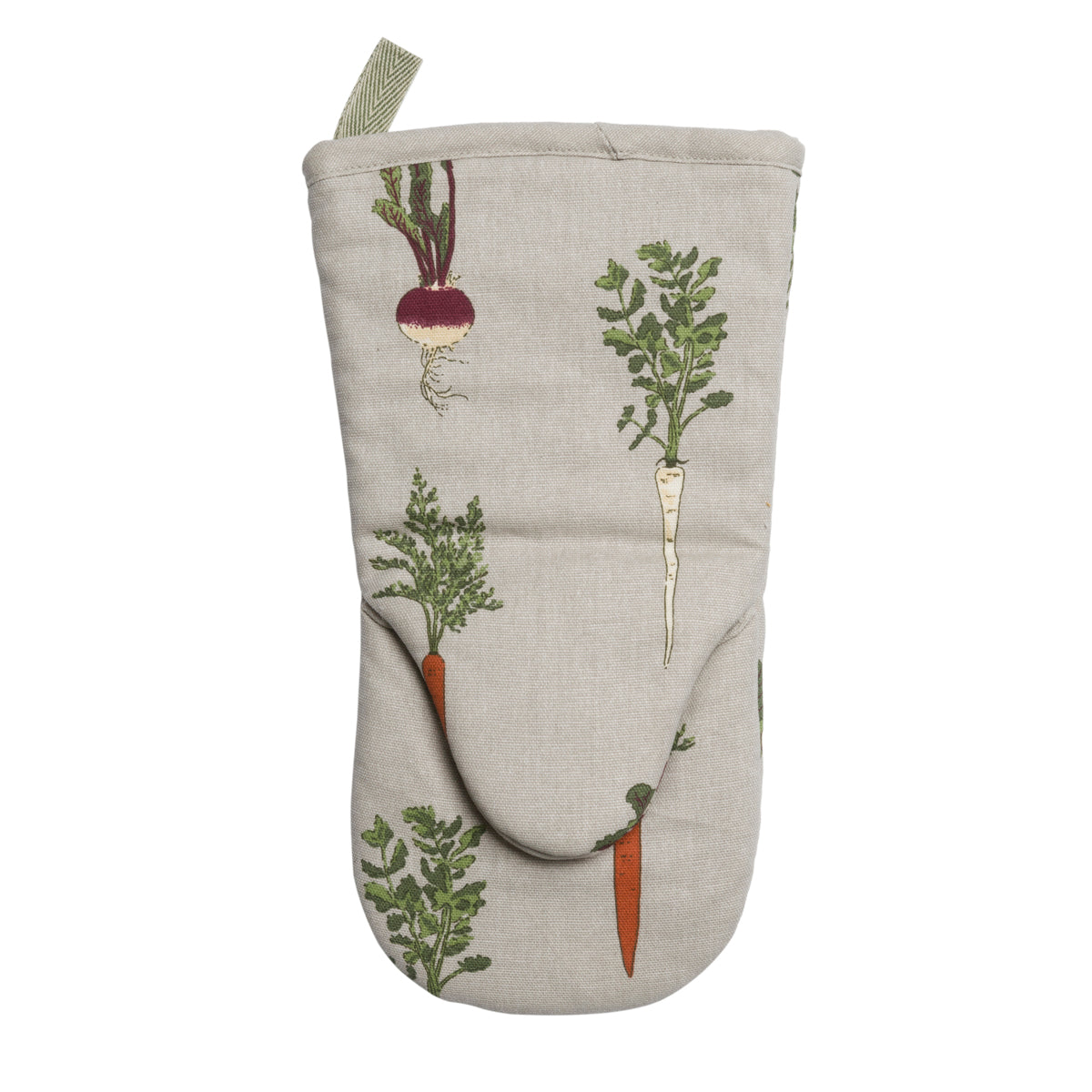 Oven Mitt covered in home grown vegetables by Sophie Allport