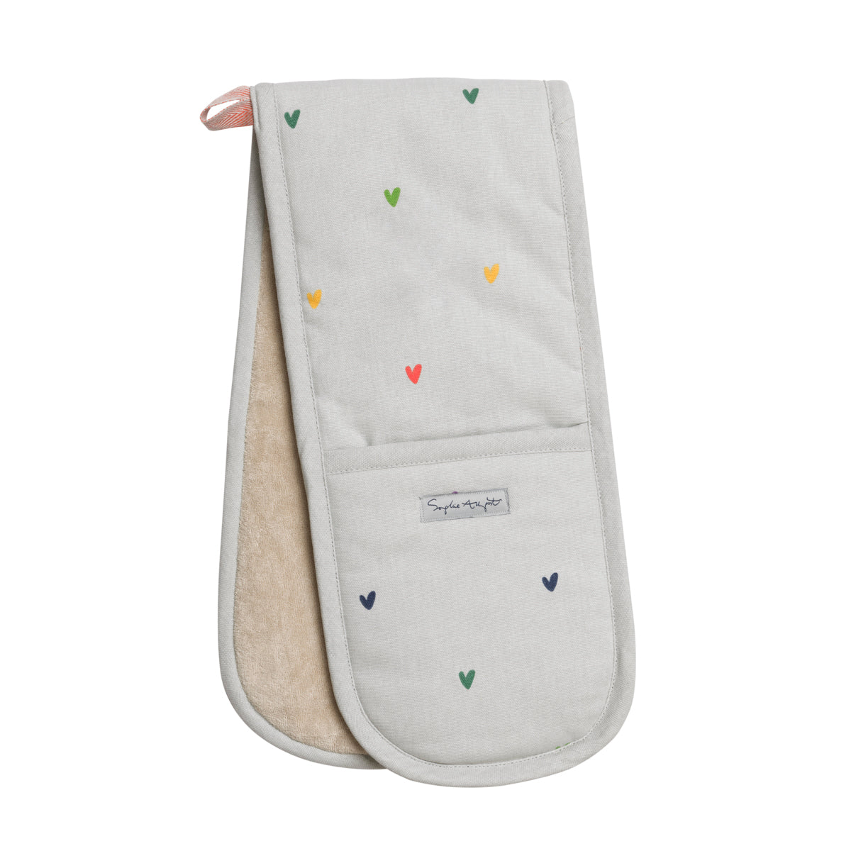 Multicoloured Hearts Double Oven Glove by Sophie Allport