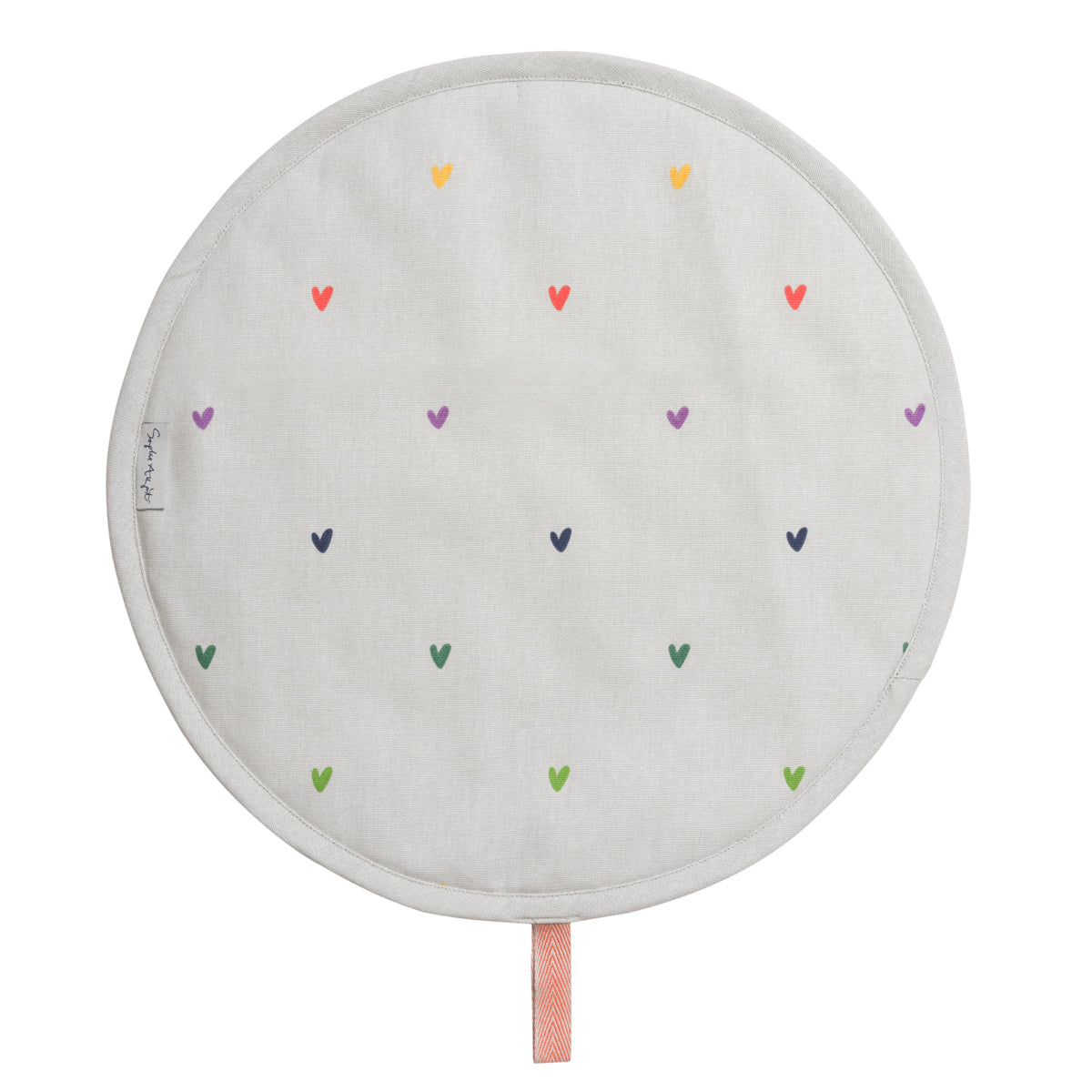 Multicoloured Hearts Circular Hob Cover by Sophie Allport