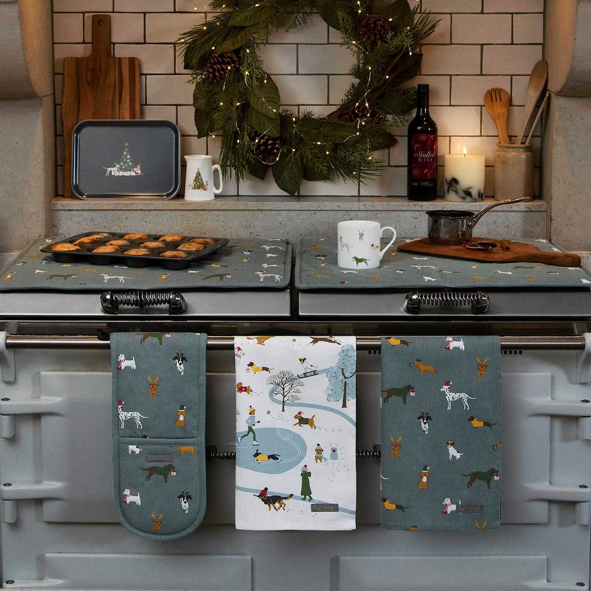 Christmas Dogs Tea Towel (Set of 2)