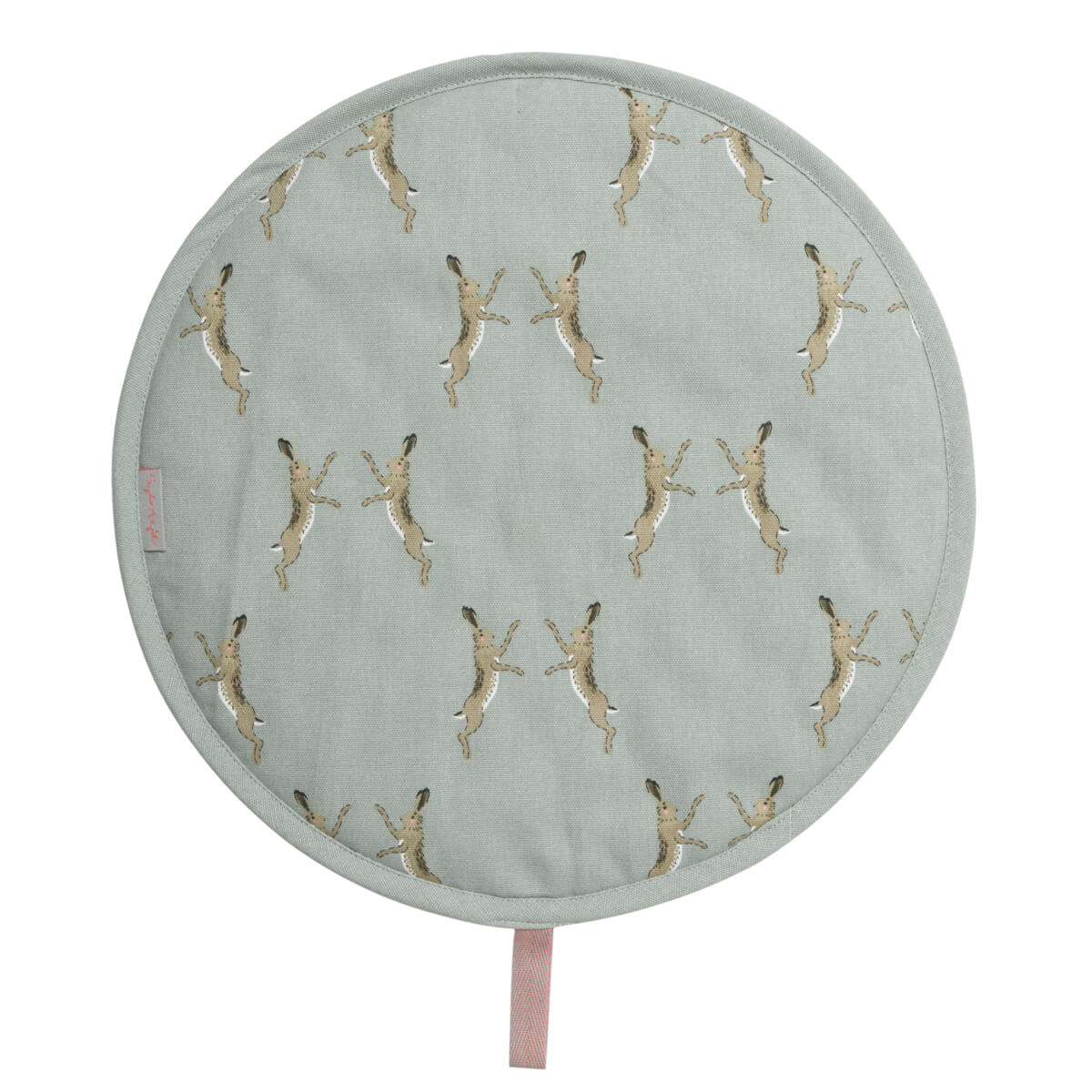 Boxing Hares circular hob cover with loop 