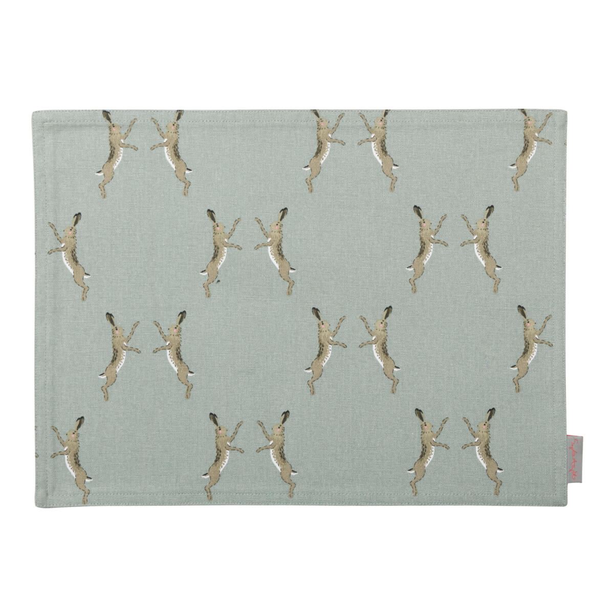 100% cotton Boxing Hares Fabric Placemat by Sophie Allport 