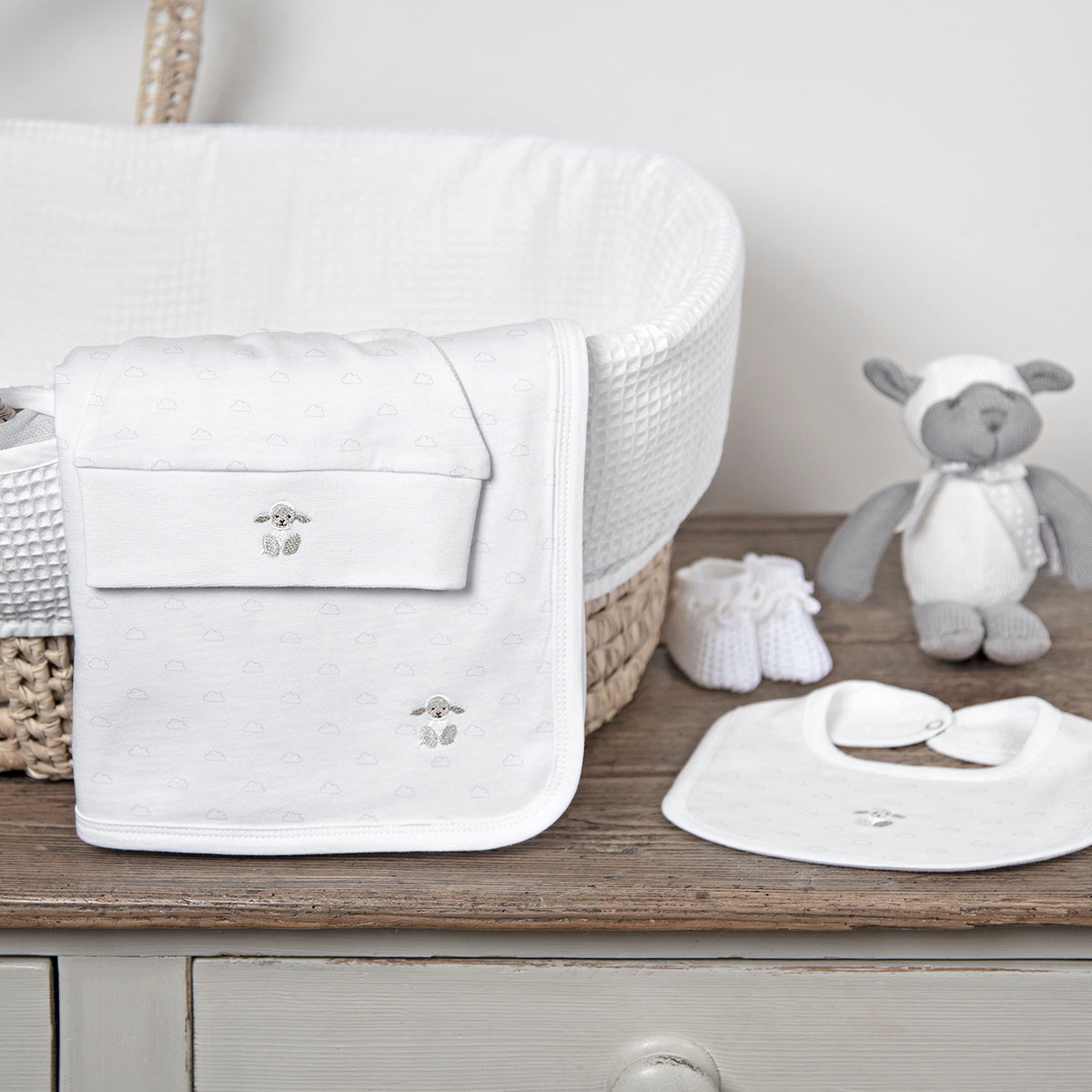 Sheep Swaddle Blanket & Hat Set