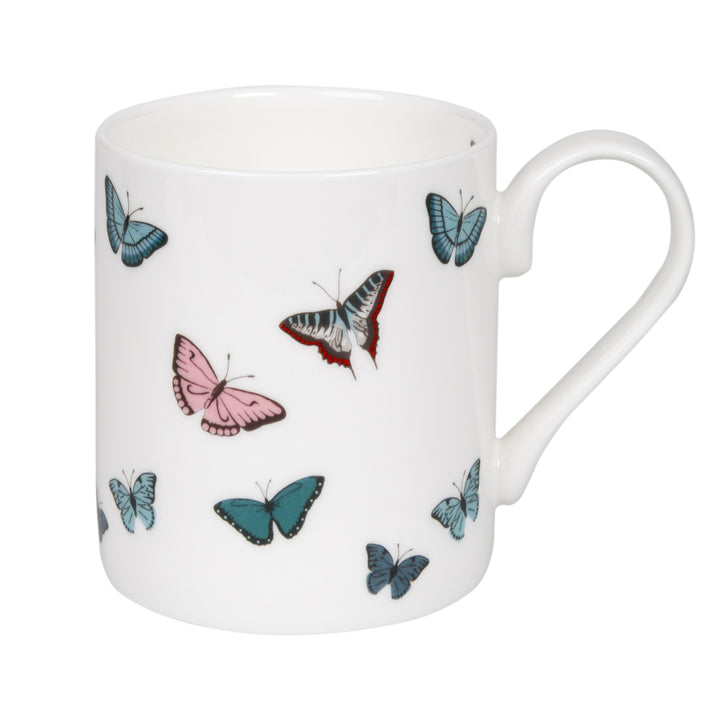 Sophie Allport fine bone china mug covered in colourful butterflies.