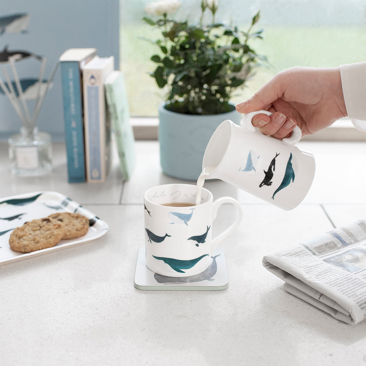 Whales Fine Bone China Jug Small by Sophie Allport