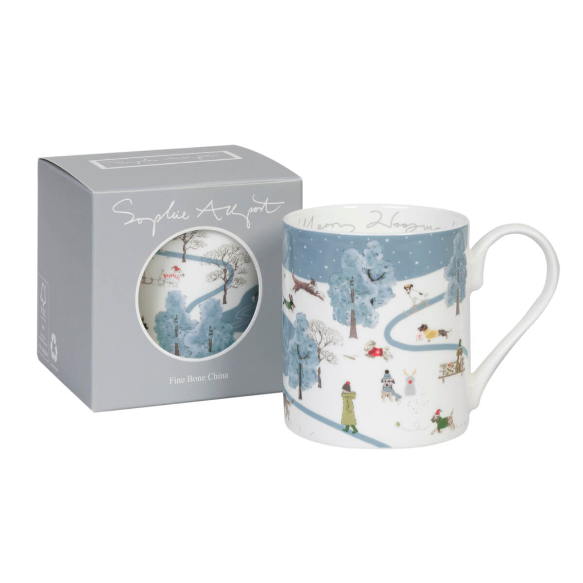 Christmas Dogs Scene Mug
