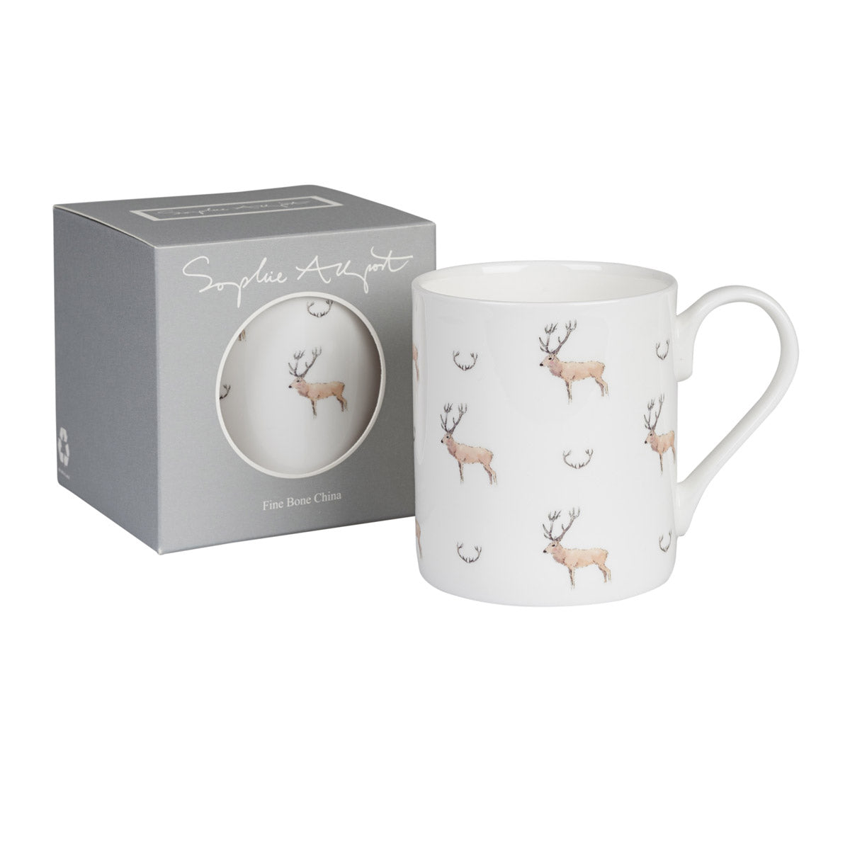 Stag & Antlers White Mug