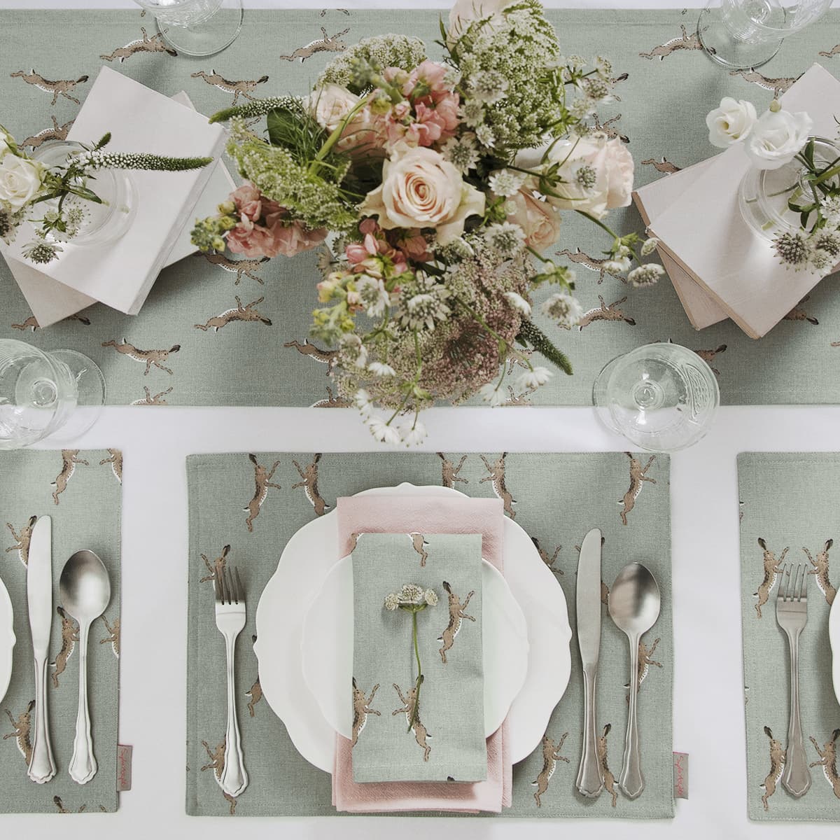 Boxing Hares Table Runner